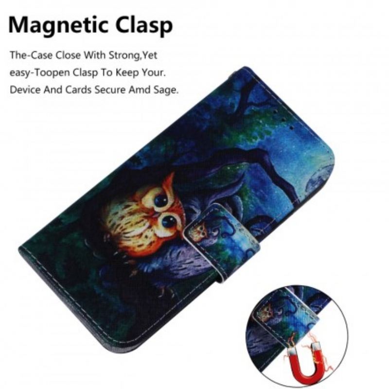 Flip Cover Samsung Galaxy A40 Maleri Af Ugler