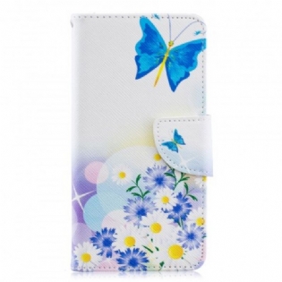 Flip Cover Samsung Galaxy A40 Malet Sommerfugle Og Blomster