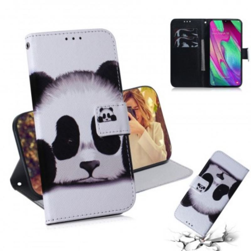 Flip Cover Samsung Galaxy A40 Panda Ansigt