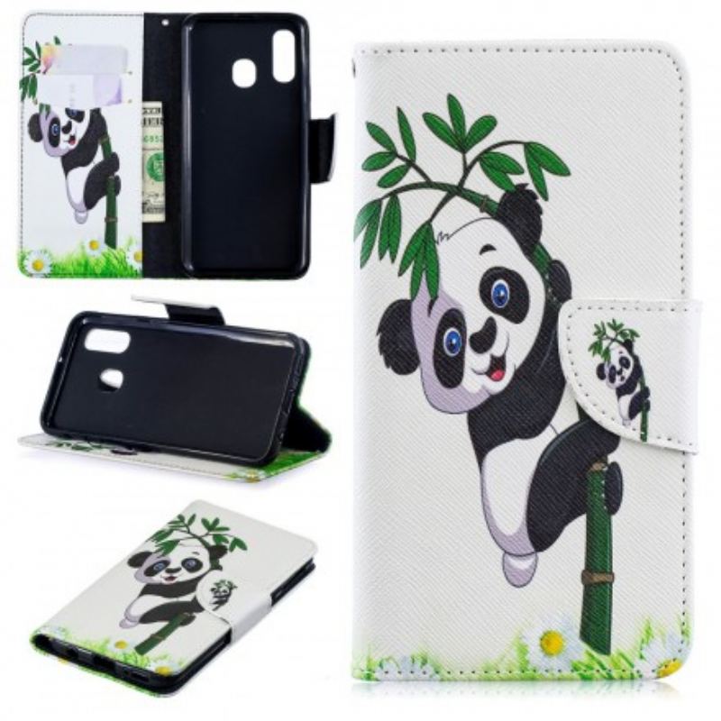 Flip Cover Samsung Galaxy A40 Panda På Bambus