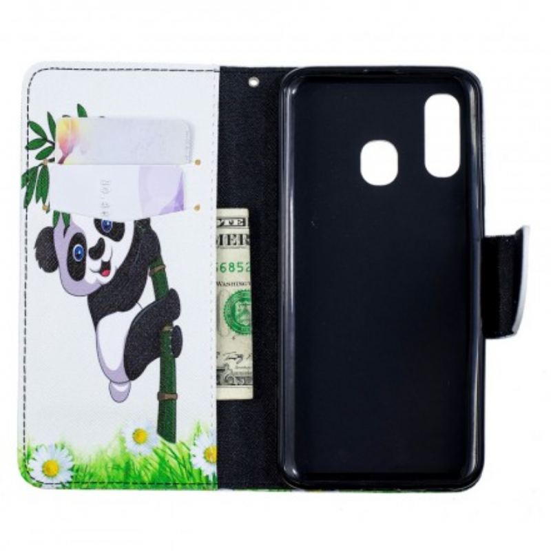 Flip Cover Samsung Galaxy A40 Panda På Bambus