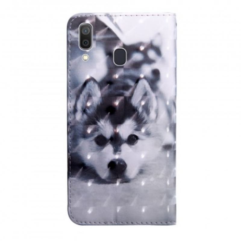 Flip Cover Samsung Galaxy A40 Sort Og Hvid Hund