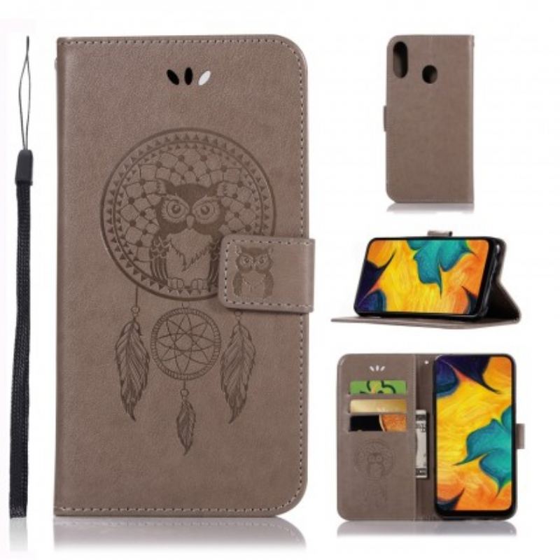 Læder Cover Samsung Galaxy A40 Lædereffekt Dream Catcher Owl