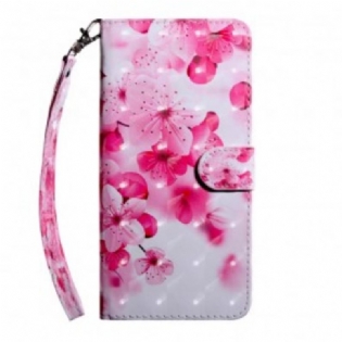 Læder Cover Samsung Galaxy A40 Lyserøde Blomster