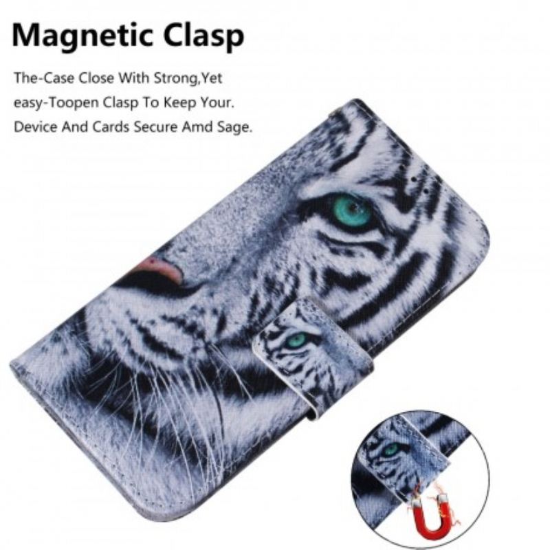 Læder Cover Samsung Galaxy A40 Tiger Ansigt