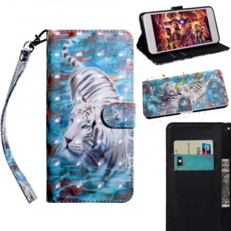 Læder Cover Samsung Galaxy A40 Tiger I Vand