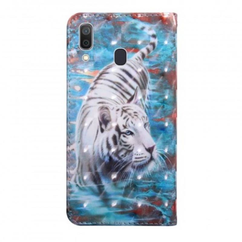 Læder Cover Samsung Galaxy A40 Tiger I Vand