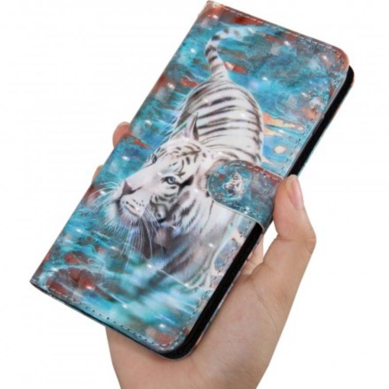 Læder Cover Samsung Galaxy A40 Tiger I Vand