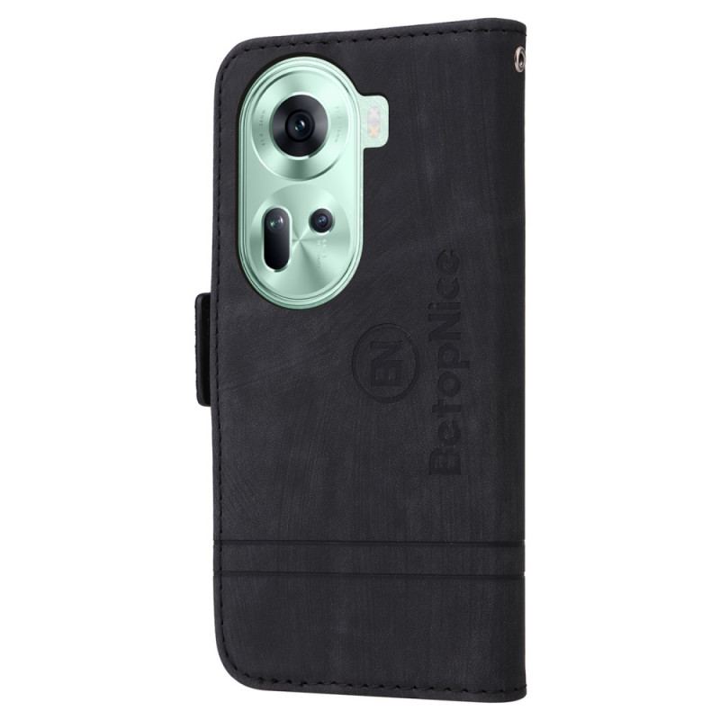 Flip Cover Oppo Reno 11 5g Forreste Kortholder Og Snor Betopnice