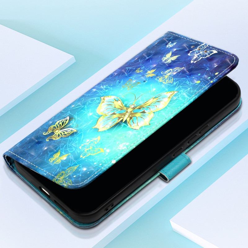 Flip Cover Oppo Reno 11 5g Gyldne Sommerfugle