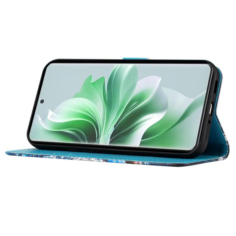 Læder Cover Oppo Reno 11 5g Sommerfugle Og Hjerter Med Rem