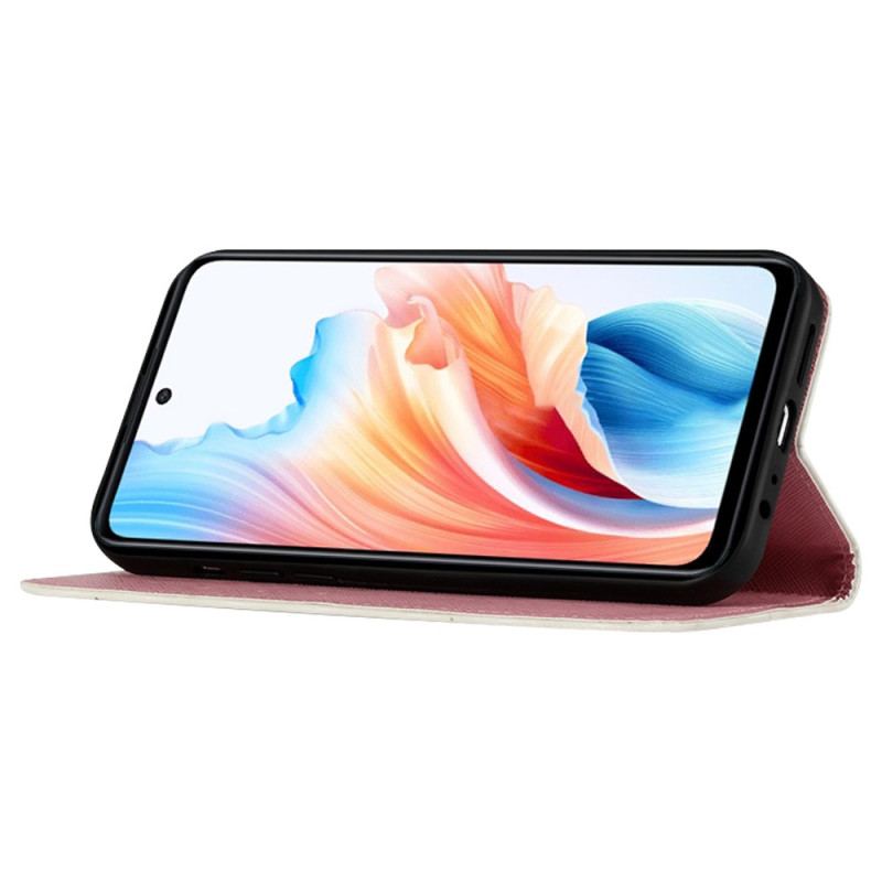 Læder Cover Oppo Reno 11 5g Telefon Etui Pink Sommerfugle