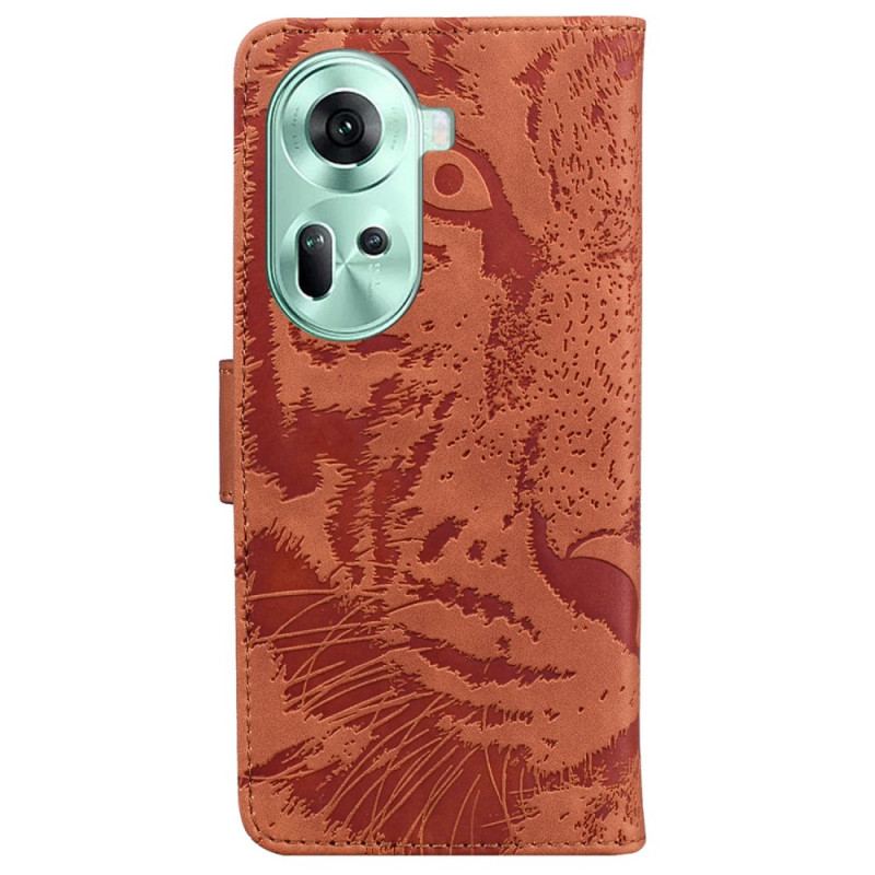 Læder Cover Oppo Reno 11 5g Tiger Footprint