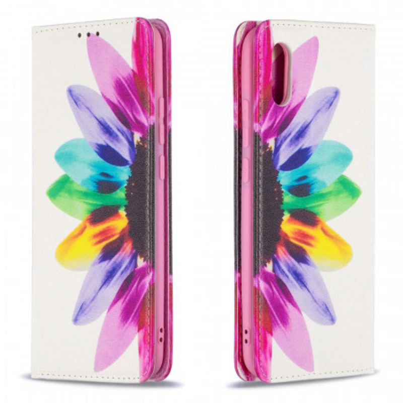 Cover Xiaomi Redmi 9A Flip Cover Akvarel Blomst