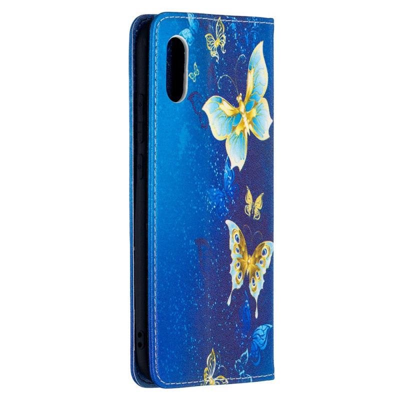 Cover Xiaomi Redmi 9A Flip Cover Blå Sommerfugle