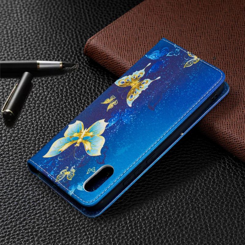 Cover Xiaomi Redmi 9A Flip Cover Blå Sommerfugle