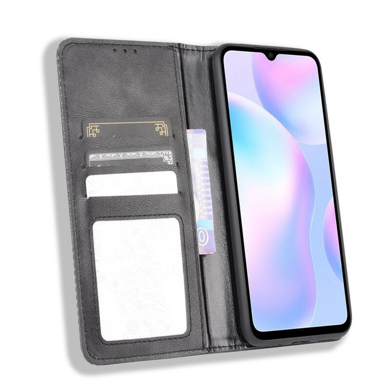 Cover Xiaomi Redmi 9A Flip Cover Stiliseret Vintage Lædereffekt