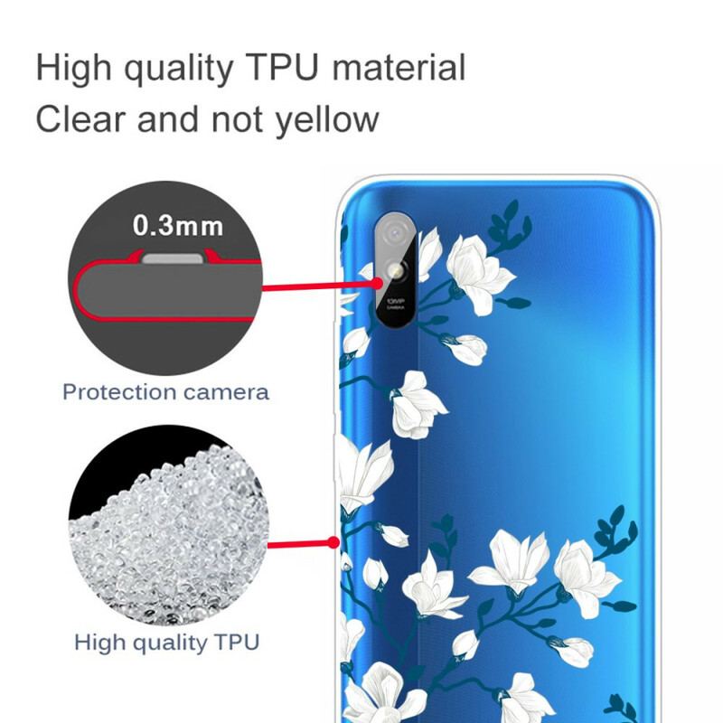 Cover Xiaomi Redmi 9A Hvide Blomster