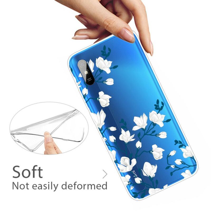 Cover Xiaomi Redmi 9A Hvide Blomster