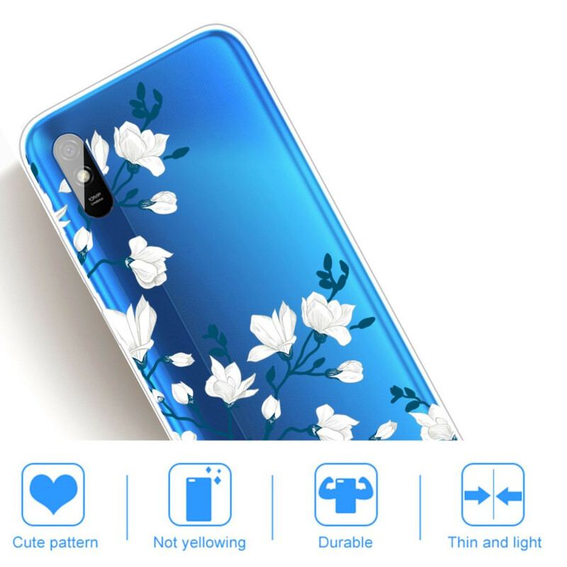 Cover Xiaomi Redmi 9A Hvide Blomster