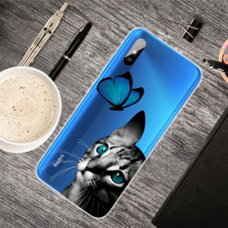 Cover Xiaomi Redmi 9A Kat Og Sommerfugl