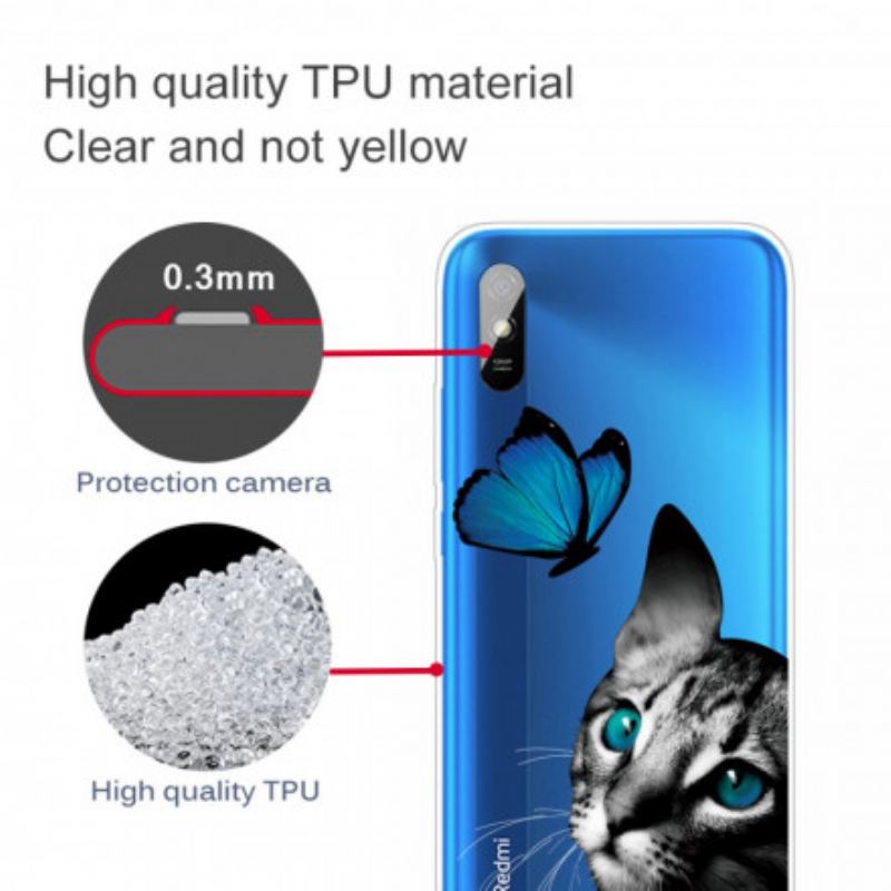 Cover Xiaomi Redmi 9A Kat Og Sommerfugl