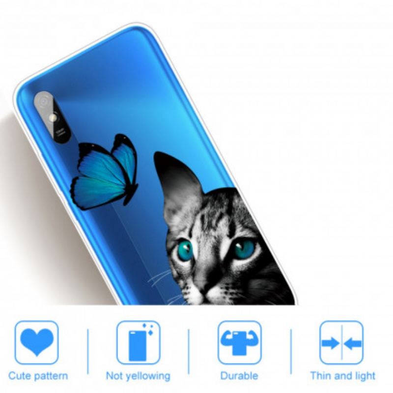 Cover Xiaomi Redmi 9A Kat Og Sommerfugl