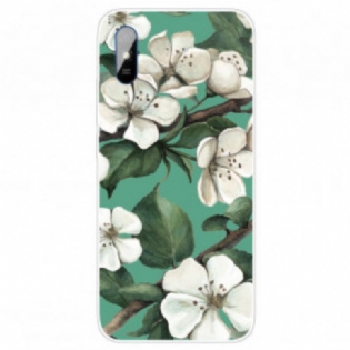 Cover Xiaomi Redmi 9A Malede Hvide Blomster