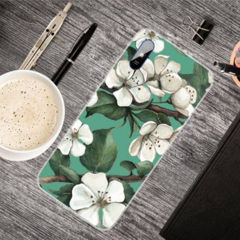 Cover Xiaomi Redmi 9A Malede Hvide Blomster