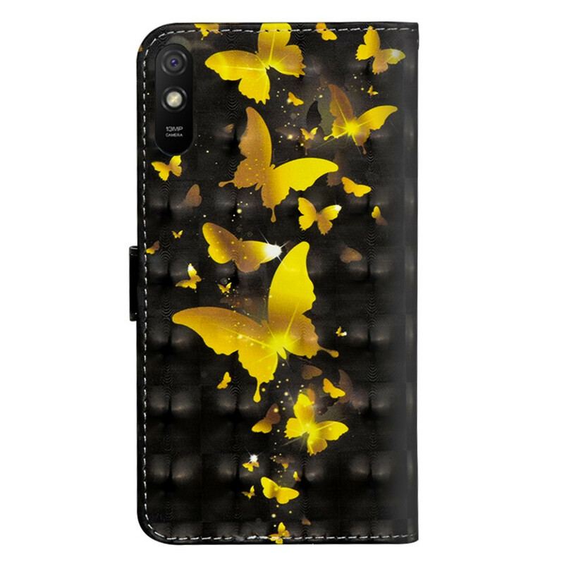 Flip Cover Xiaomi Redmi 9A Gule Sommerfugle