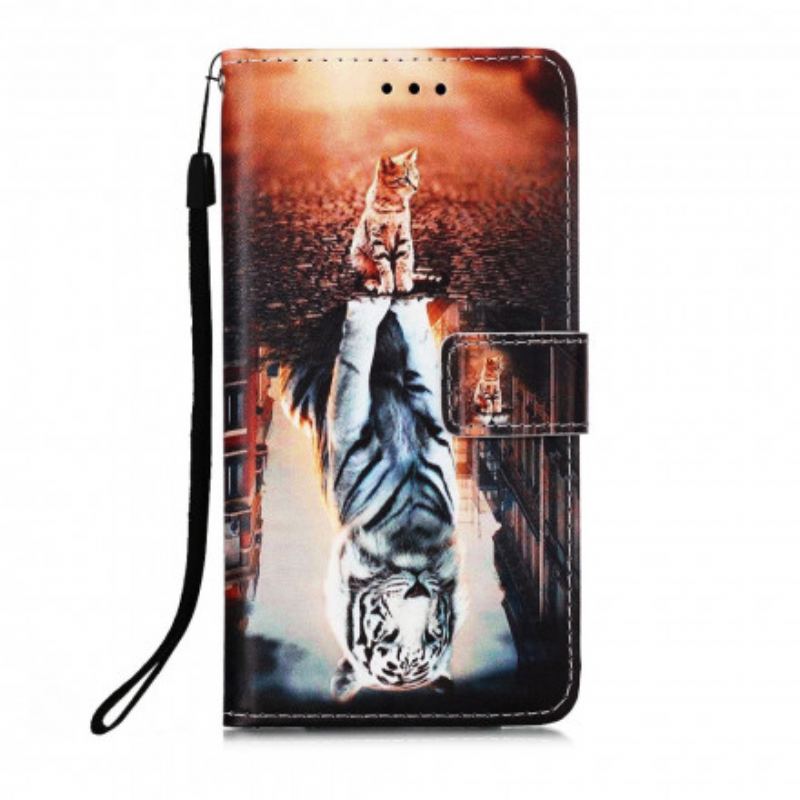 Flip Cover Xiaomi Redmi 9A Med Snor Drømmerier Af Ernest The Thong Cat