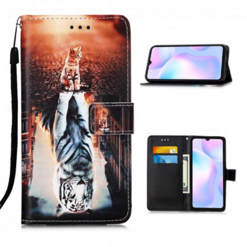 Flip Cover Xiaomi Redmi 9A Med Snor Drømmerier Af Ernest The Thong Cat