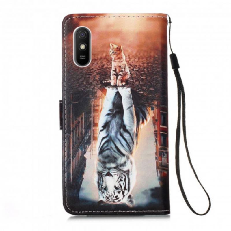 Flip Cover Xiaomi Redmi 9A Med Snor Drømmerier Af Ernest The Thong Cat