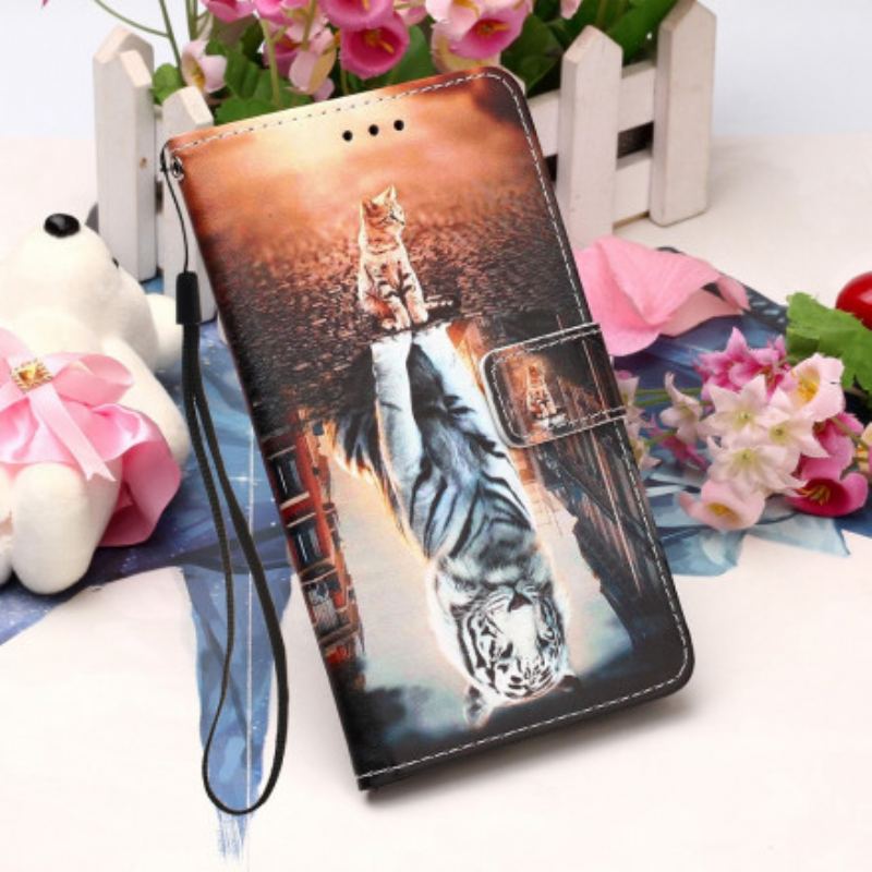 Flip Cover Xiaomi Redmi 9A Med Snor Drømmerier Af Ernest The Thong Cat