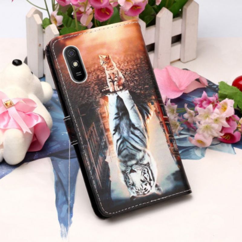 Flip Cover Xiaomi Redmi 9A Med Snor Drømmerier Af Ernest The Thong Cat