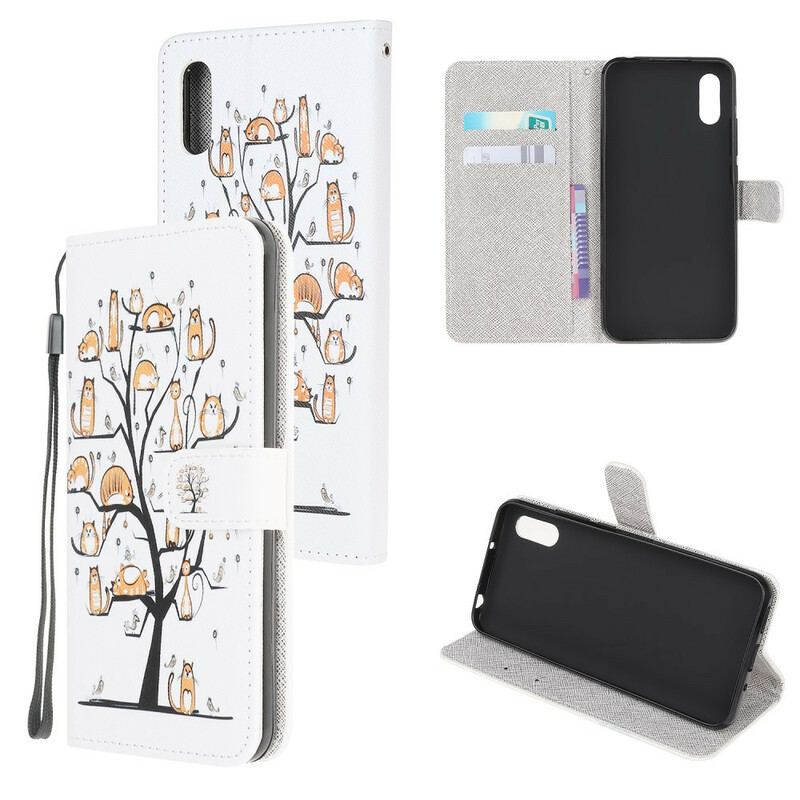 Flip Cover Xiaomi Redmi 9A Med Snor Funky Cats Med Rem