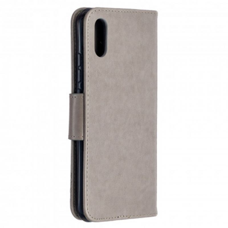 Flip Cover Xiaomi Redmi 9A Med Snor Sommerfugle Trykt Strappy