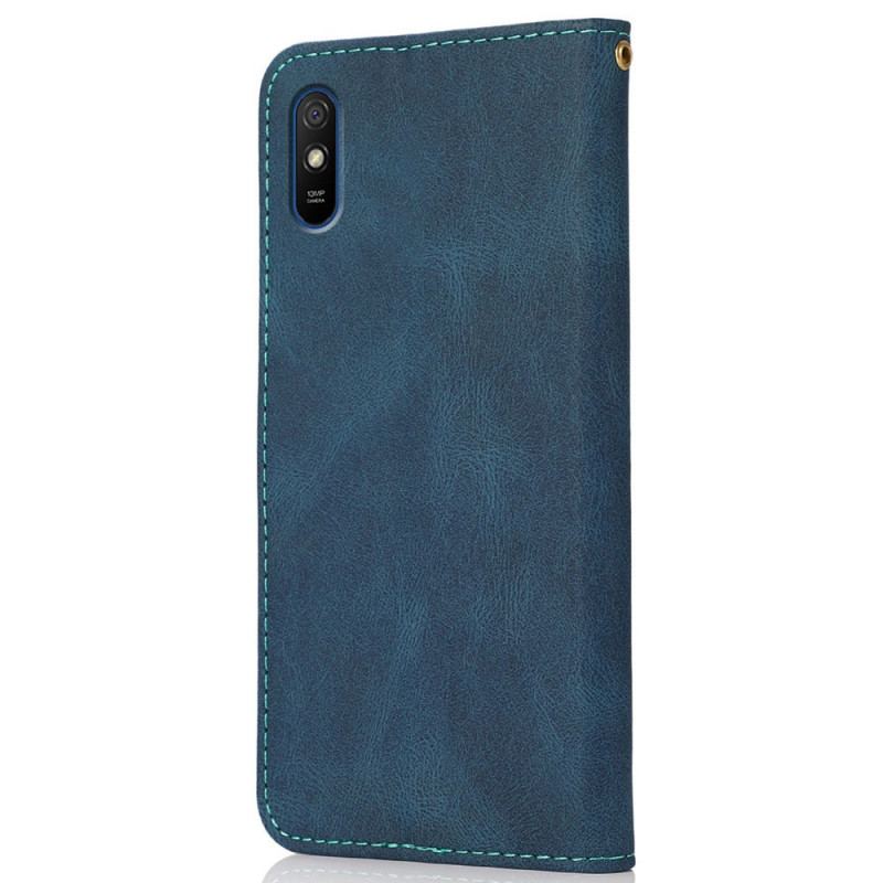 Flip Cover Xiaomi Redmi 9A Tofarvet Trekant Imiteret Læder