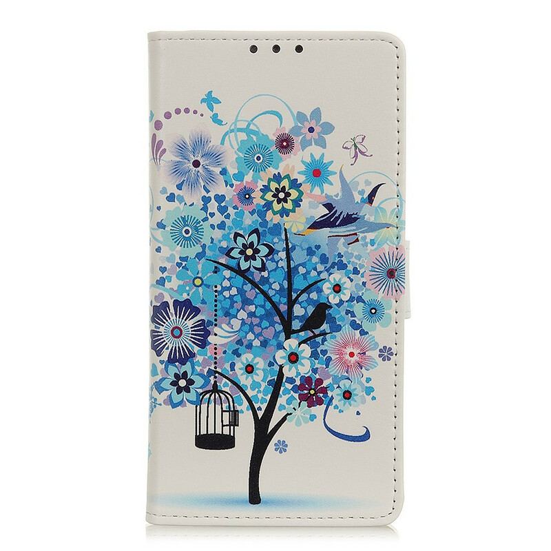 Læder Cover Xiaomi Redmi 9A Blomstrende Træ