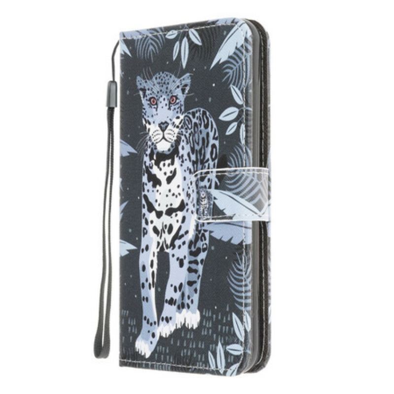 Læder Cover Xiaomi Redmi 9A Med Snor Strappy Leopard