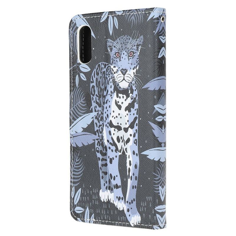 Læder Cover Xiaomi Redmi 9A Med Snor Strappy Leopard