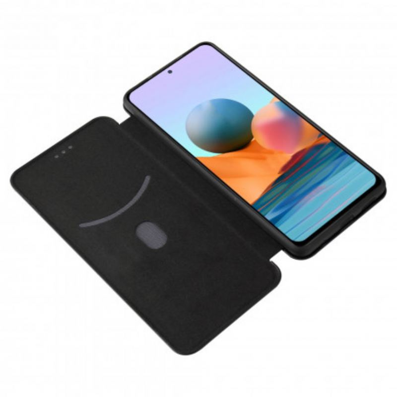 Cover Xiaomi Redmi Note 10 Pro Flip Cover Kulfiber Med Støttering