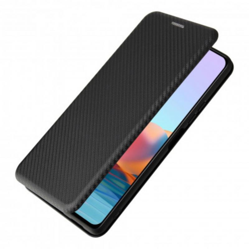 Cover Xiaomi Redmi Note 10 Pro Flip Cover Kulfiber Med Støttering