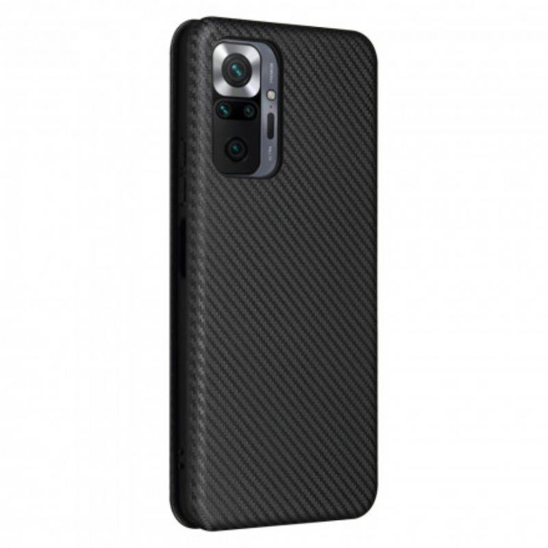 Cover Xiaomi Redmi Note 10 Pro Flip Cover Kulfiber Med Støttering