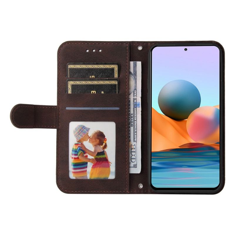 Flip Cover Xiaomi Redmi Note 10 Pro Imiteret Læder Nitte Og Rem