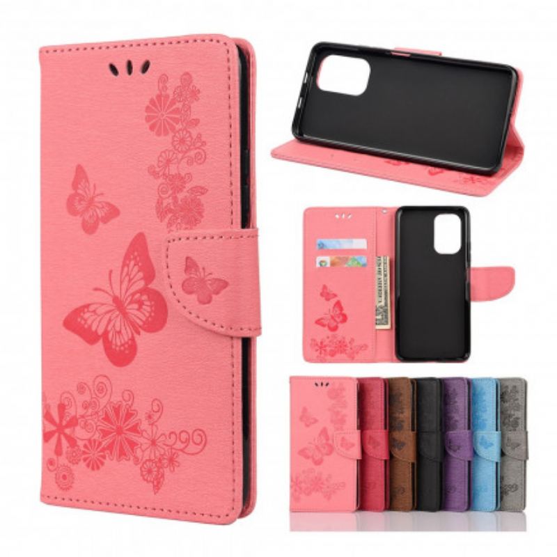 Flip Cover Xiaomi Redmi Note 10 Pro Kun Sommerfugle Med Snor