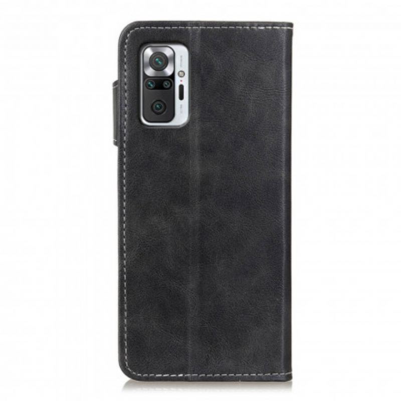 Flip Cover Xiaomi Redmi Note 10 Pro Kunstnerisk Syningsknap