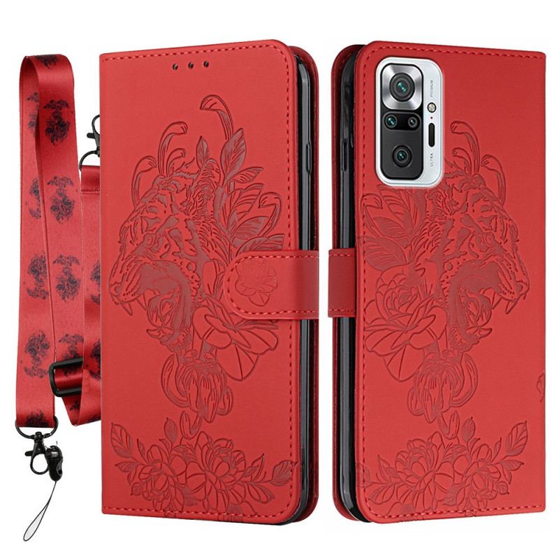 Flip Cover Xiaomi Redmi Note 10 Pro Med Snor Barok Strappy Tiger