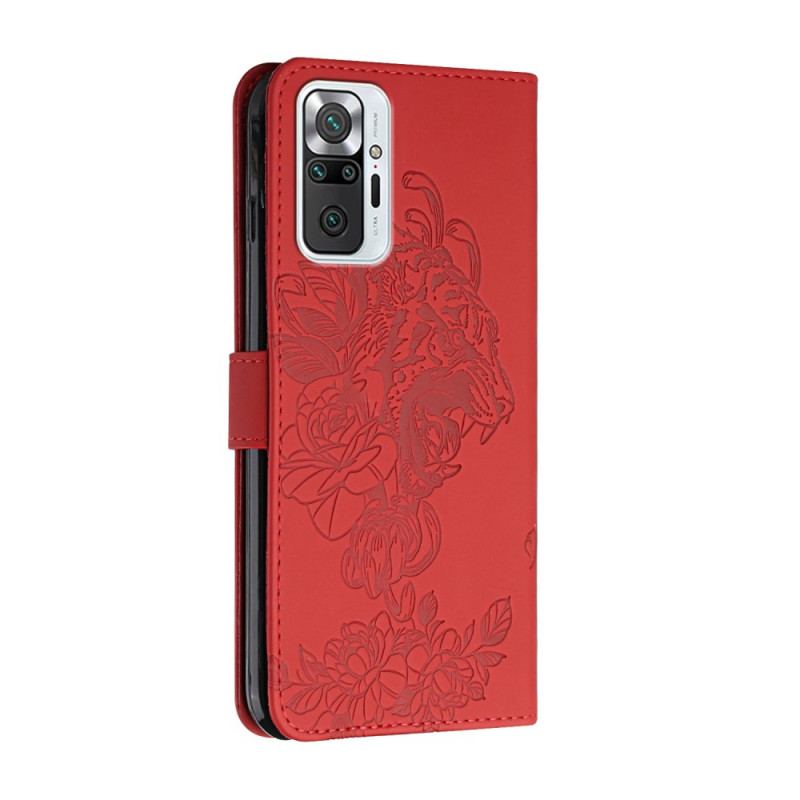 Flip Cover Xiaomi Redmi Note 10 Pro Med Snor Barok Strappy Tiger