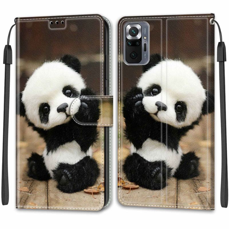 Flip Cover Xiaomi Redmi Note 10 Pro Med Snor Lille Panda Med Rem